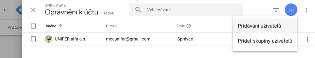 Google Tag Manager - přidávání uživatelů