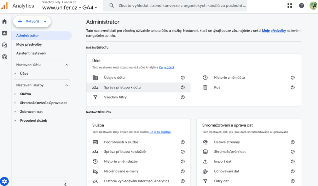 Google Analytics 4 - Sdílení přístup k účtu GA4