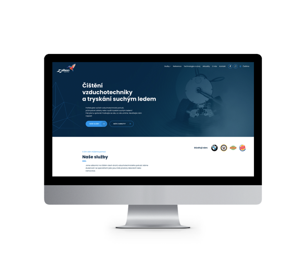 Homepage webové stránky.