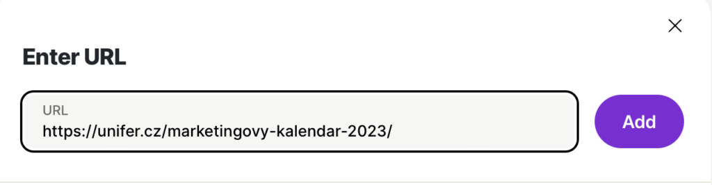 Vložení URL adresy na Linktree
